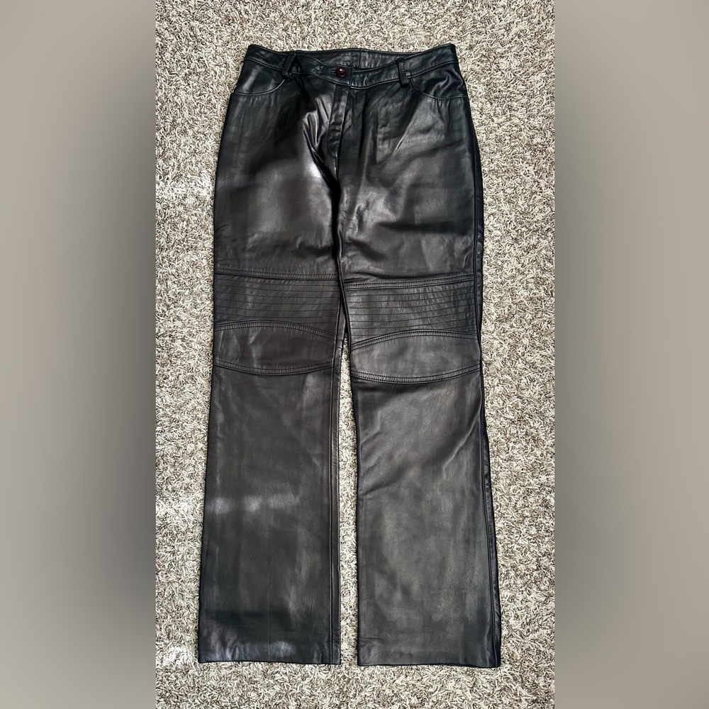 Vintage Size 12 Black Leather Oscar Leopold Pants